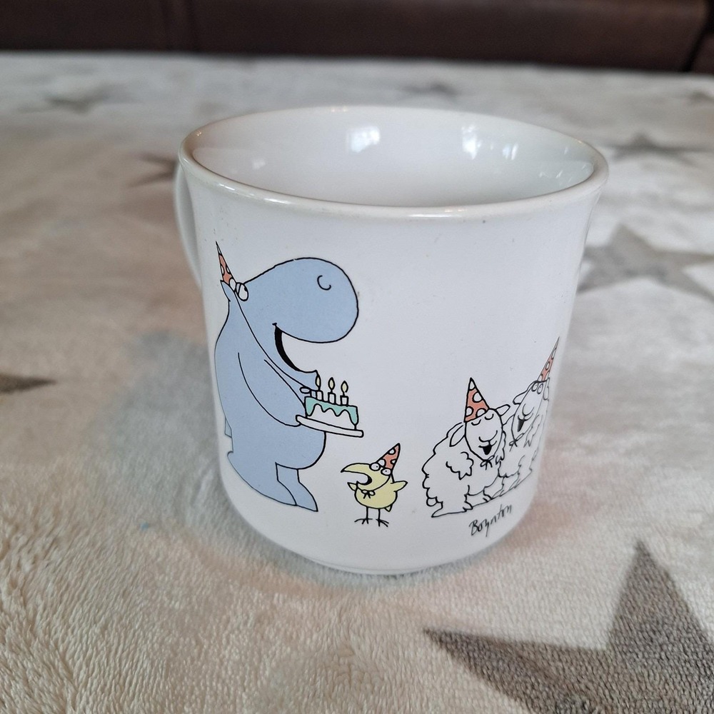 Vintage Sandra Boynton Happy Birthday Gift Mug Hippo Birdie Two Ewes Coffee Cup